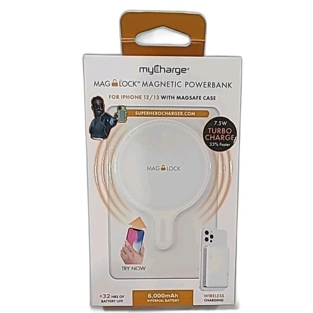 R8.N myCharge Mag Lock Magnetic Powerbank - Turbo Charge - 32hrs - 6Kmah - Pink